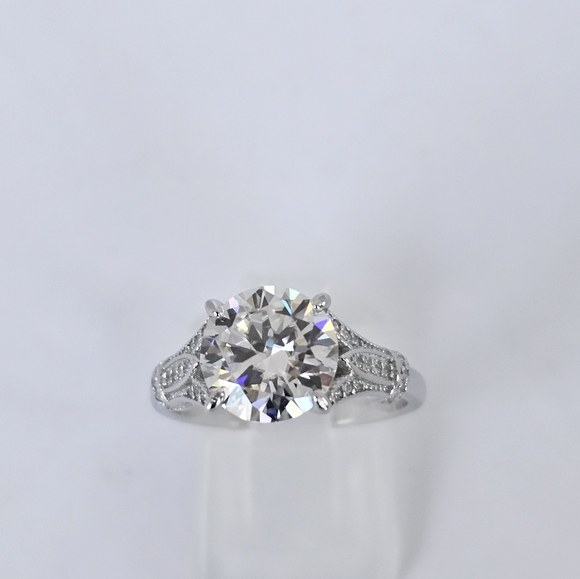 Certified GRA 3 Carat Moissanite Ring in 18k over Sterling Silver Sz 7! New! - Picture 3 of 11